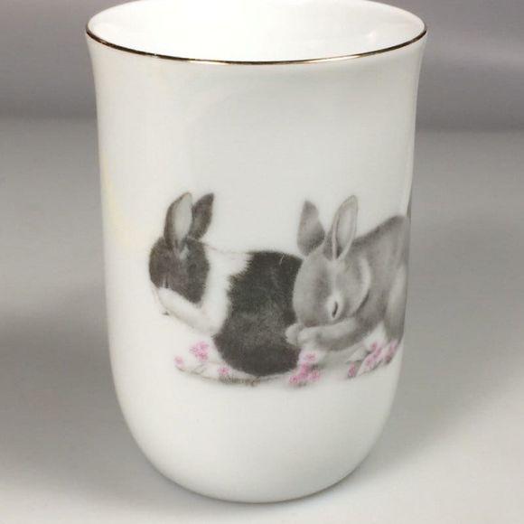 Bunny Rabbit coffee mug Vintage Otagiri porcelain cup OMC Easter - Picture 1 of 10